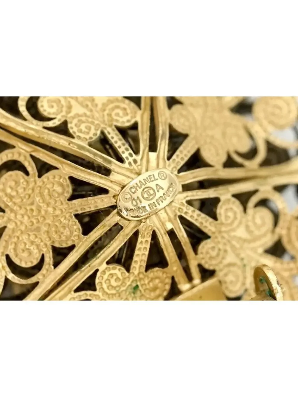 Chanel Cc Logo Green Gripoix Filigree #361422C52B